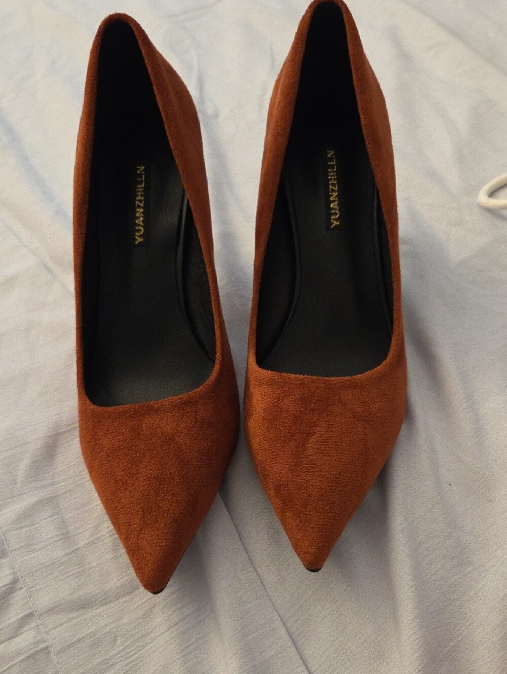 Women's Pointed Toe Suede Pumps in Brown - Picture 4 of 5